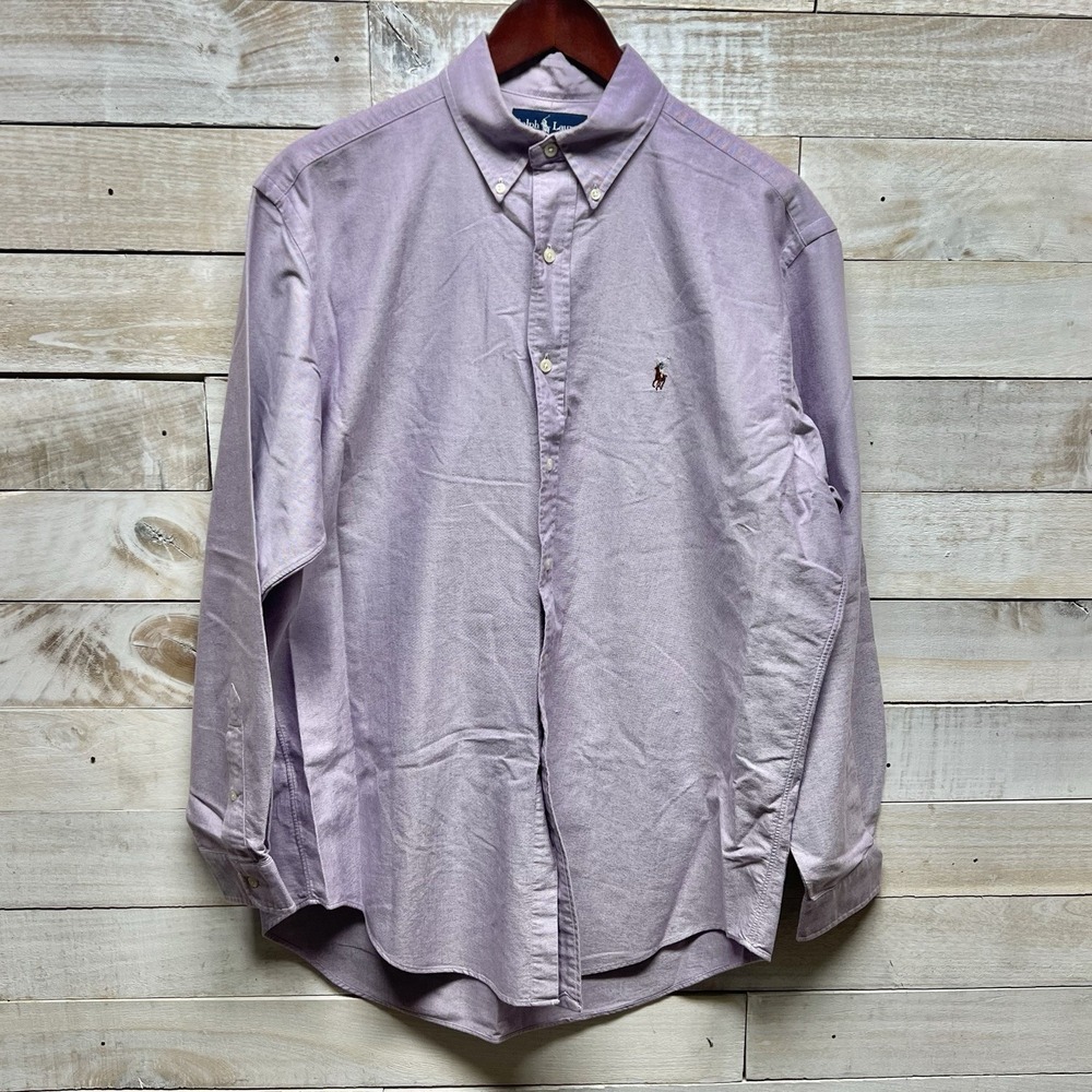 Ralph Lauren Shirt Mens 16 34/35 Lilac Purple Yarmouth Long Sleeve Pony Preppy